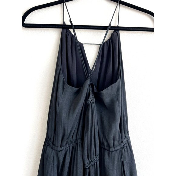 Black Satin Formal Wedding Guest with Drawcord and Cutout Neckline size Large - Picture 9 of 16
